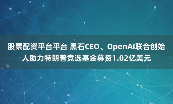 股票配资平台平台 黑石CEO、OpenAI联合创始人助力特朗普竞选基金募资1.02亿美元